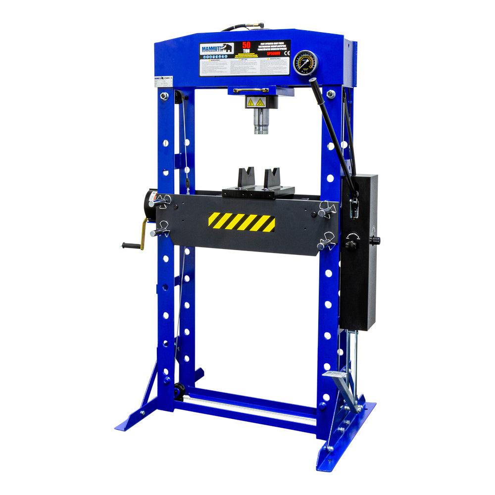 MAMMUTH 50t Werkstattpresse mit Fußpedal und manuelle Betätigung - 50 Tonnen Hydraulikpresse, Industriepresse SP50HHV - Tools.de TP Profishop GmbH
