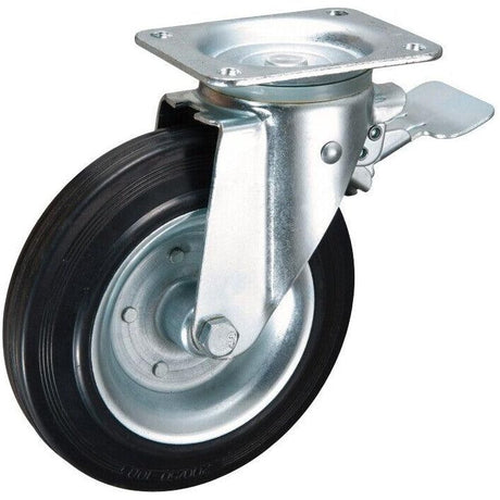 MAMMUTH Lenkrolle mit Bremse 230kg 200 x 30mm Gummi Ersatzrad Ersatzrolle Rolle WE200RSDB - Tools.de TP Profishop GmbH