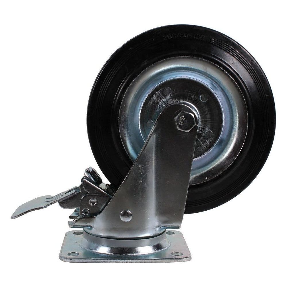 MAMMUTH Lenkrolle mit Bremse 230kg 200 x 30mm Gummi Ersatzrad Ersatzrolle Rolle WE200RSDB - Tools.de TP Profishop GmbH