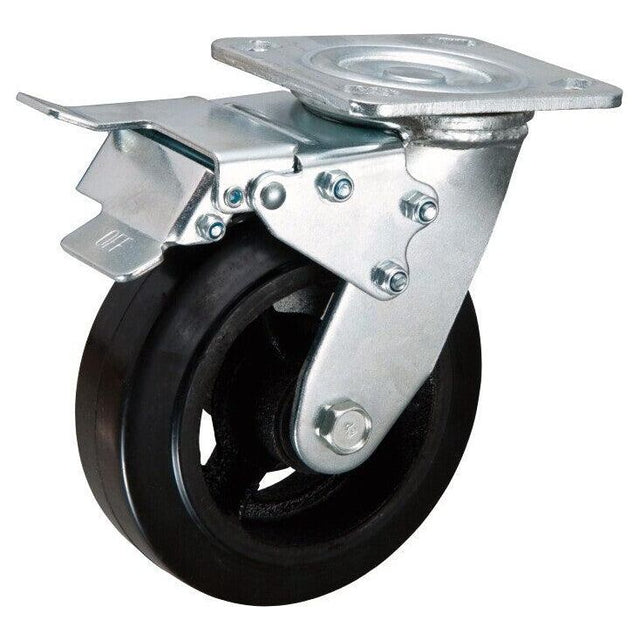 MAMMUTH Lenkrolle mit Doppelbremse 270kg 200 x 50mm Gummi Ersatzrad Ersatzrolle Rolle WH200RSDB - Tools.de TP Profishop GmbH