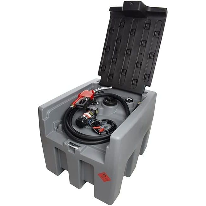 Mobile Tankstelle Diesel 400l, Transporttank 400 Liter - Dieseltank - Mobile Tankanlage, Tankstelle Tankanlage Diesel mit 12V Pumpe (Kabel 4m) und Zapfpistole mit 4m Schlauch - Tools.de TP Profishop GmbH