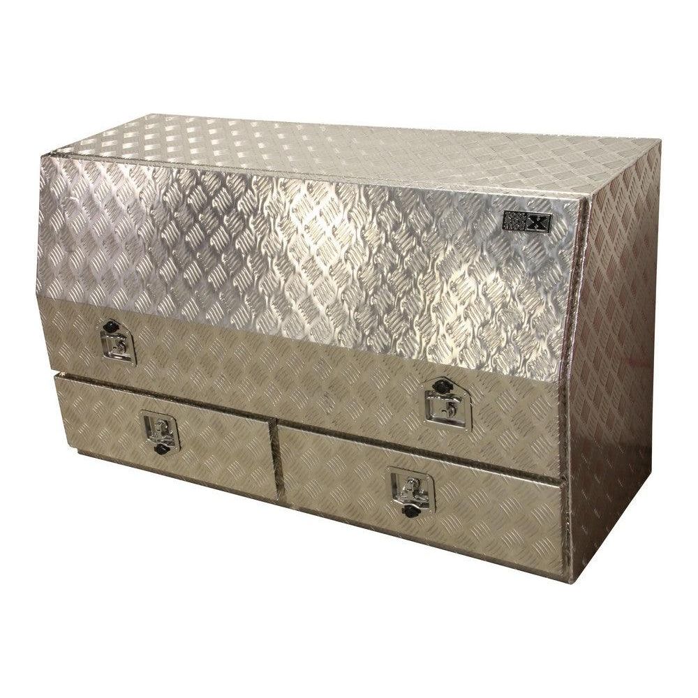 TOOLBOX4YOU Aluminium Pickup Truck Aufbewahrungsbox - Werkzeugkiste Riffelblech mit Tür und 2 Schubladen JSB14SDD2 - Tools.de TP Profishop GmbH