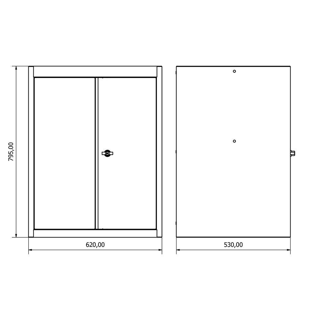 TOOLBOX4YOU Oberschrank 2 Türen niedriges Modell Expert BG62TCD2L - Vormontiert, Freistehend, 1,2mm dickes Blech - Tools.de TP Profishop GmbH