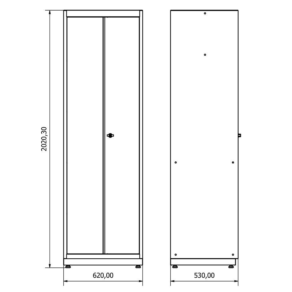 TOOLBOX4YOU Stehschrank 2 Türen Expert BG62SCD2 - Vormontiert, Freistehend, 1,2mm dickes Blech - Tools.de TP Profishop GmbH