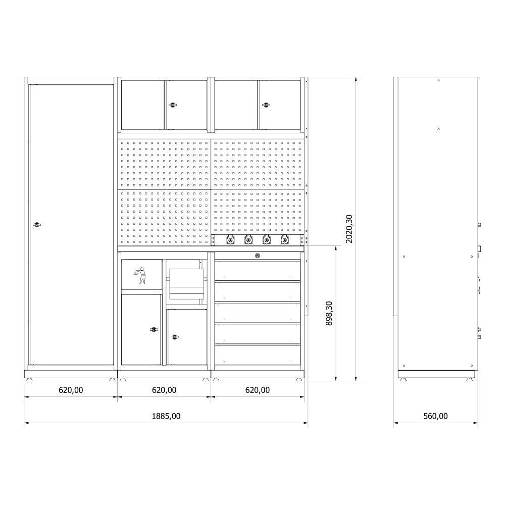 TOOLBOX4YOU Werkstattmodul A Expert - Profi Werkbank mit Steckdosen BGMODA - Tools.de TP Profishop GmbH