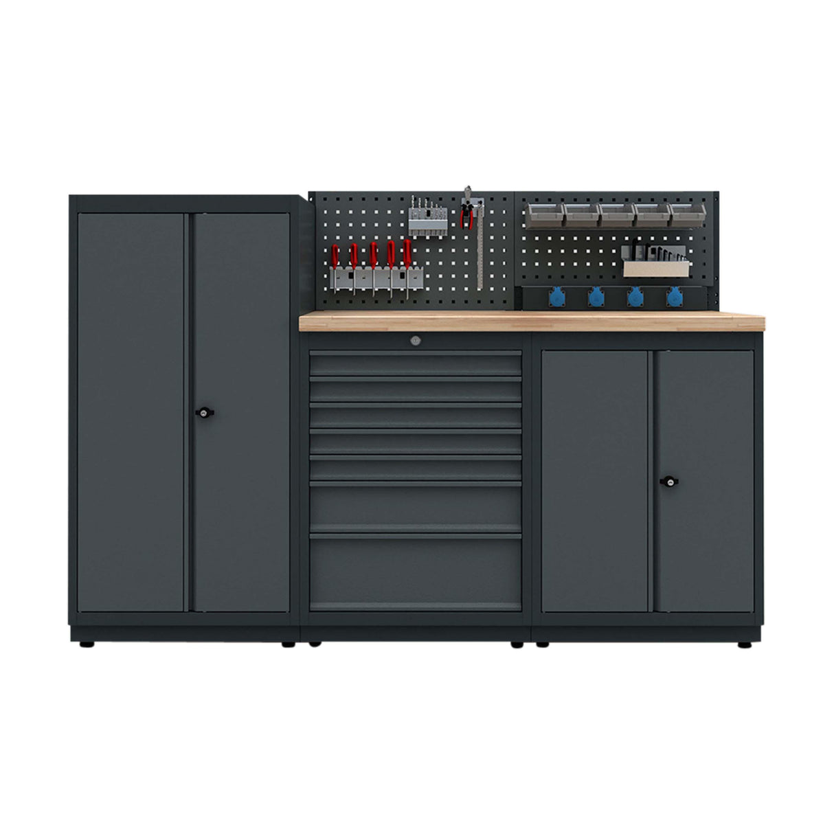 TOOLBOX4YOU Workshopmodul B Expert - Profiwerkbank mit Steckdosen BGMODB - Vormontiert, Freistehend, 1,2mm dickes Blech - Tools.de TP Profishop GmbH