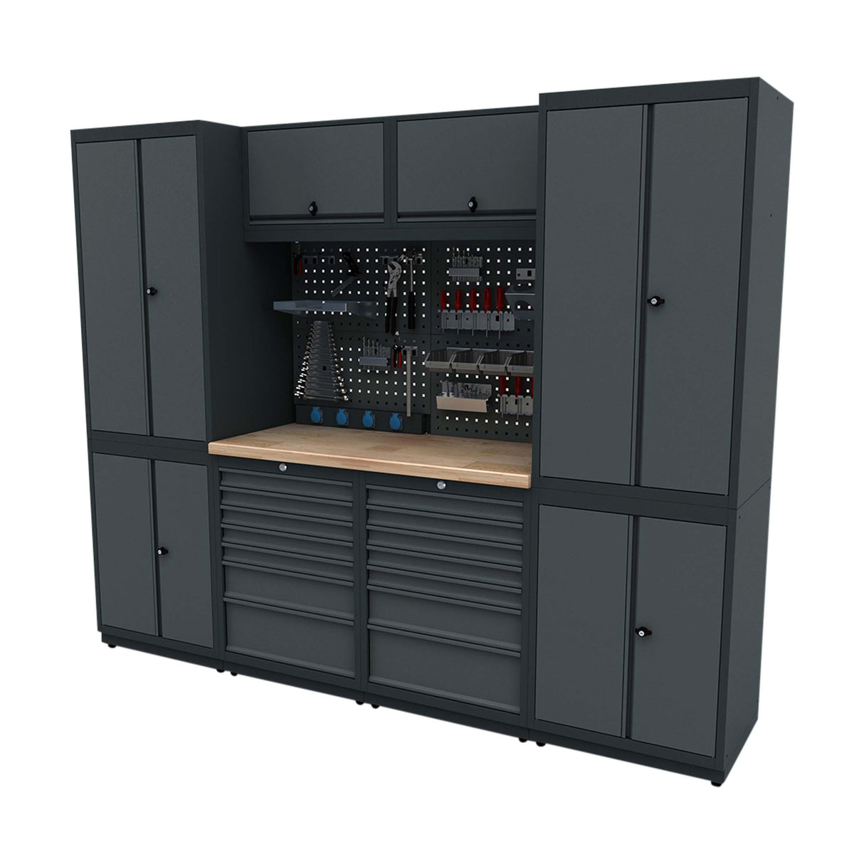 TOOLBOX4YOU Workshopmodul C Expert - Profi Werkbank mit Steckdosen BGMODC - Vormontiert, Freistehend, 1,2mm dickes Blech - Tools.de TP Profishop GmbH