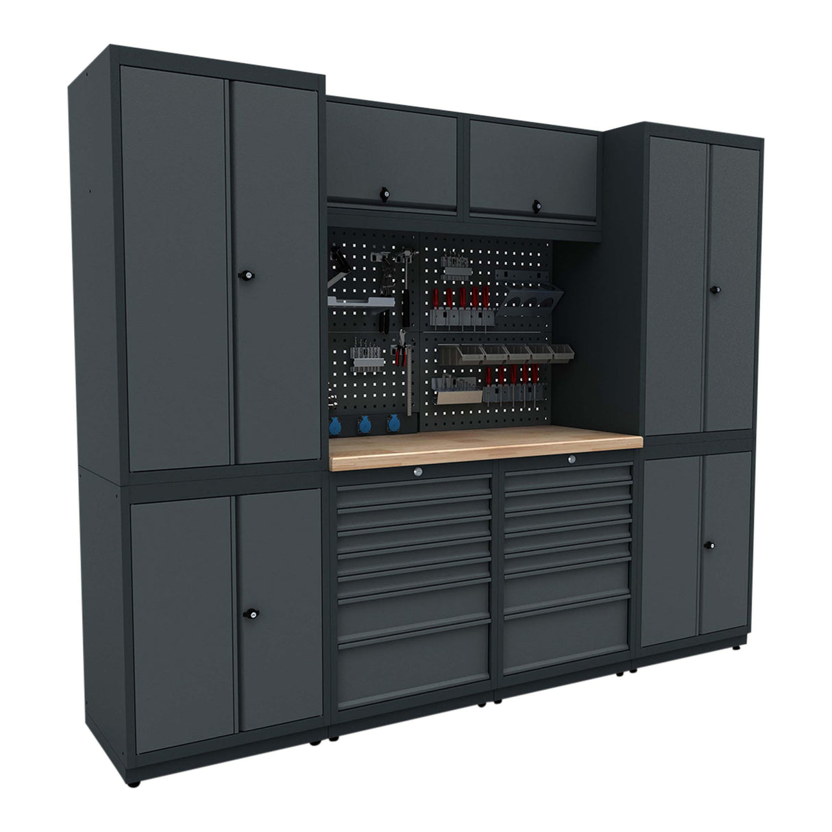 TOOLBOX4YOU Workshopmodul C Expert - Profi Werkbank mit Steckdosen BGMODC - Vormontiert, Freistehend, 1,2mm dickes Blech - Tools.de TP Profishop GmbH