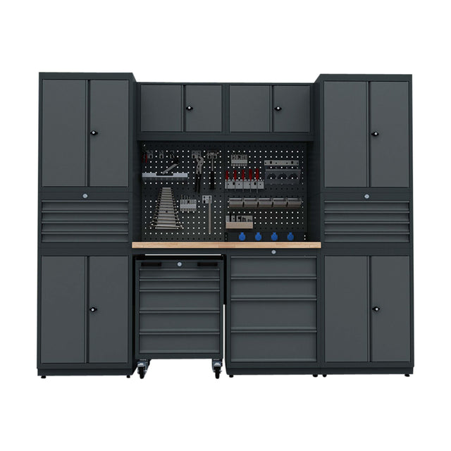 TOOLBOX4YOU Workshopmodul F Expert - Profi Werkbank mit Steckdosen BGMODF - Vormontiert, Freistehend, 1,2mm dickes Blech - Tools.de TP Profishop GmbH