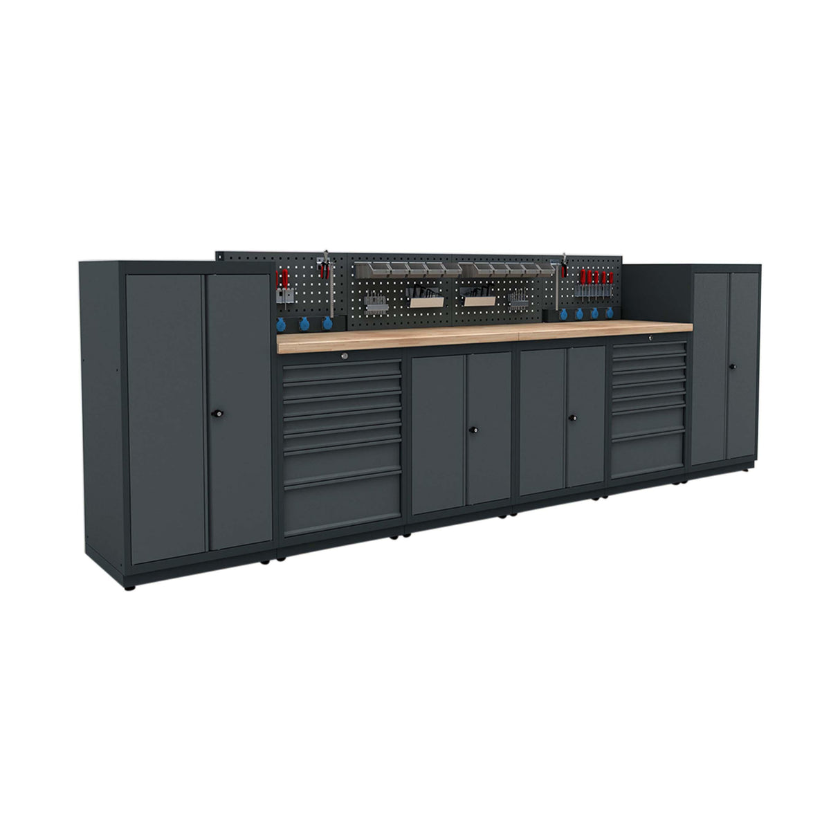 TOOLBOX4YOU Workshopmodul H Expert - Profi Werkbank mit Steckdosen BGMODH - Vormontiert, Freistehend, 1,2mm dickes Blech - Tools.de TP Profishop GmbH