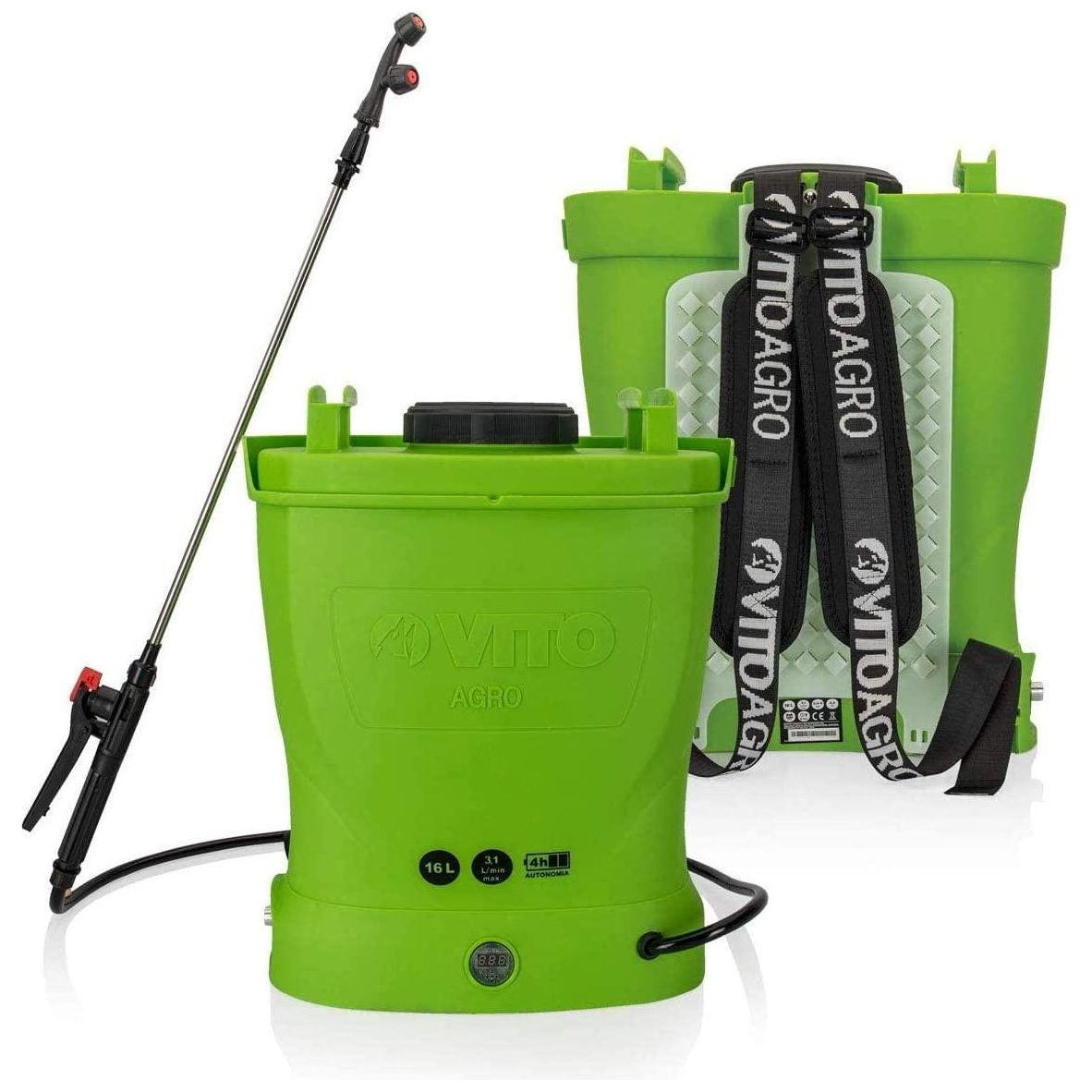 VITO 16 Liter Akku Drucksprüher Rückenspritze 12V Blei-Akku 110cm Teleskop Düngung Unkraut Schädlingsbekämpfung 16L Tank - Tools.de TP Profishop GmbH