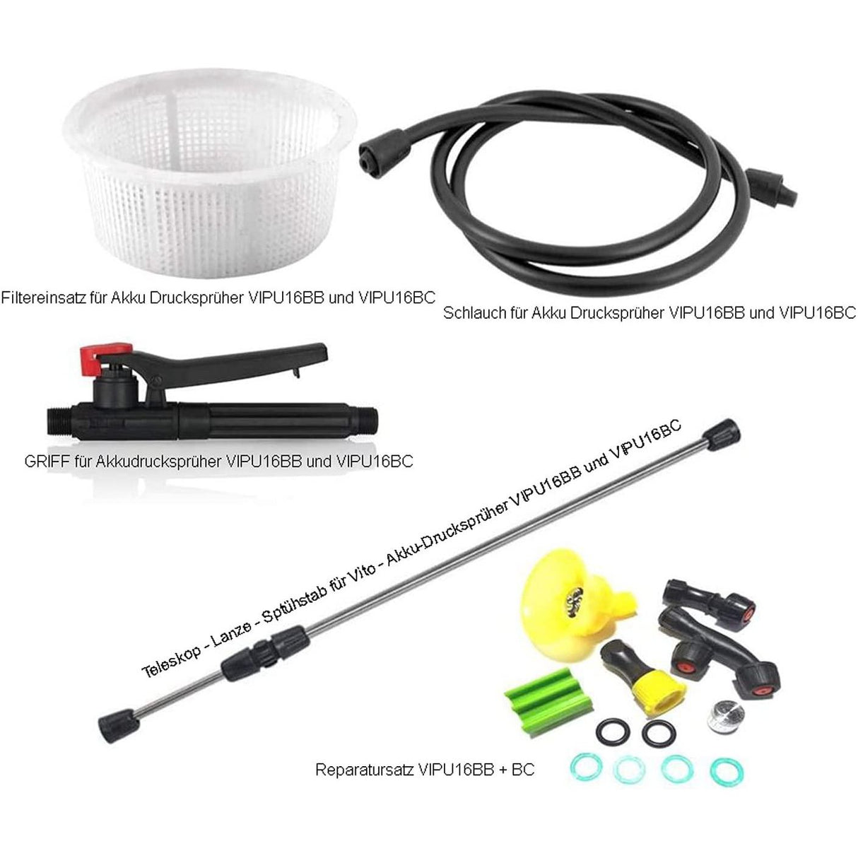 VITO 16 Liter Akku Drucksprüher Rückenspritze 12V Blei-Akku 110cm Teleskop Düngung Unkraut Schädlingsbekämpfung 16L Tank - Tools.de TP Profishop GmbH