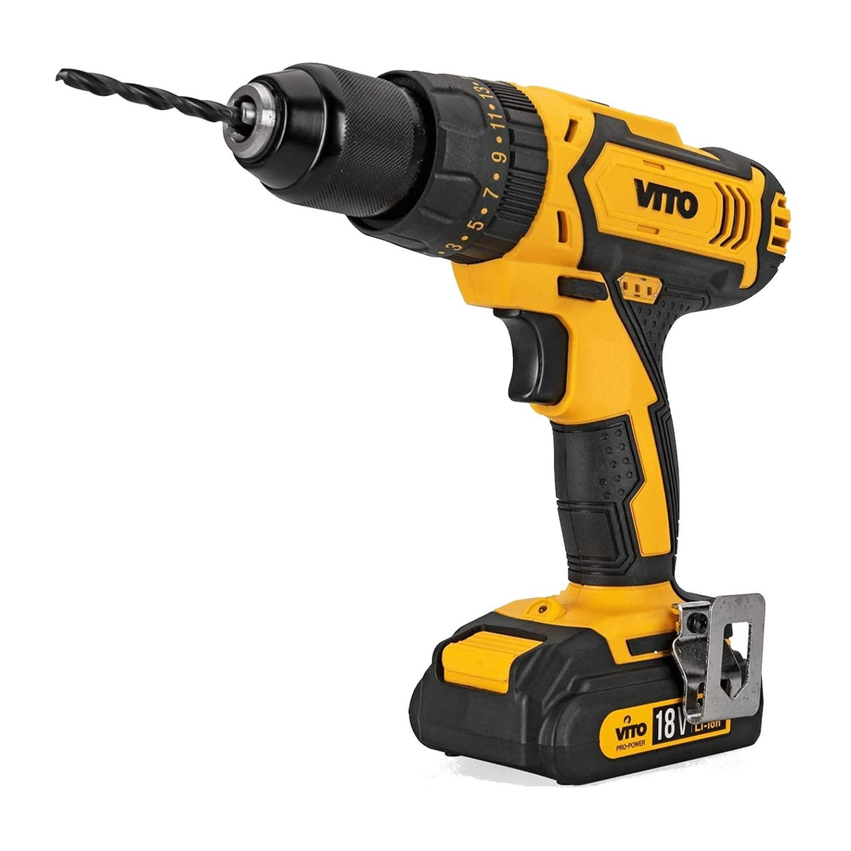VITO 18V Akku- Schlagbohrschrauber mit 2 Ah Akkus, 2-Gang Getriebe,13mm Schnellspann-Bohrfutter Akkubohrschrauber, Akkuschrauber Set, Schlagbohrschrauber, Bit-Satz, Koffer, Schnellladegerät - Tools.de TP Profishop GmbH