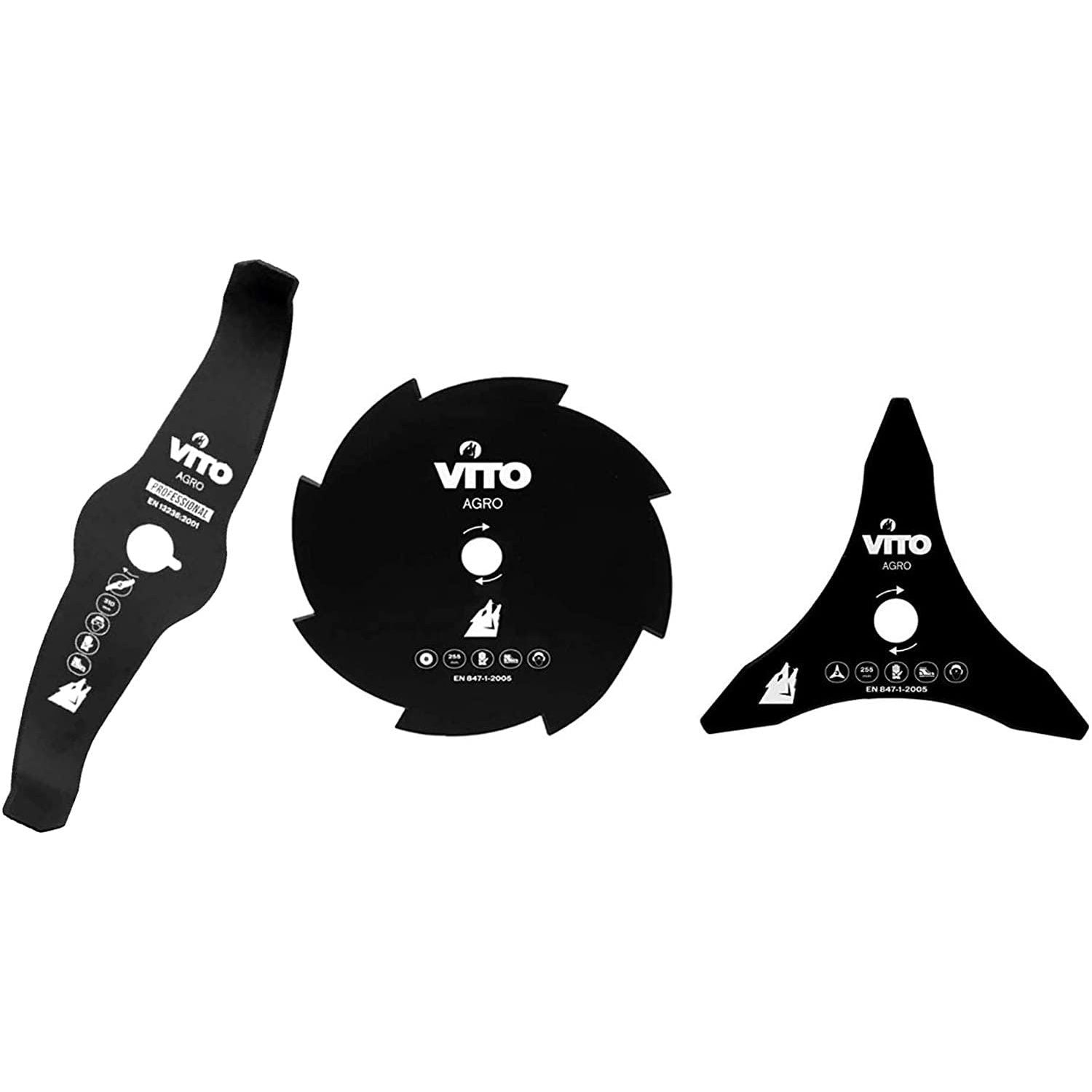 VITO - 3er Schneidklingenset - Universal - Grassschneider Dickichtmesser Motorsense Freischneider Messer Blatt Blade - Tools.de TP Profishop GmbH