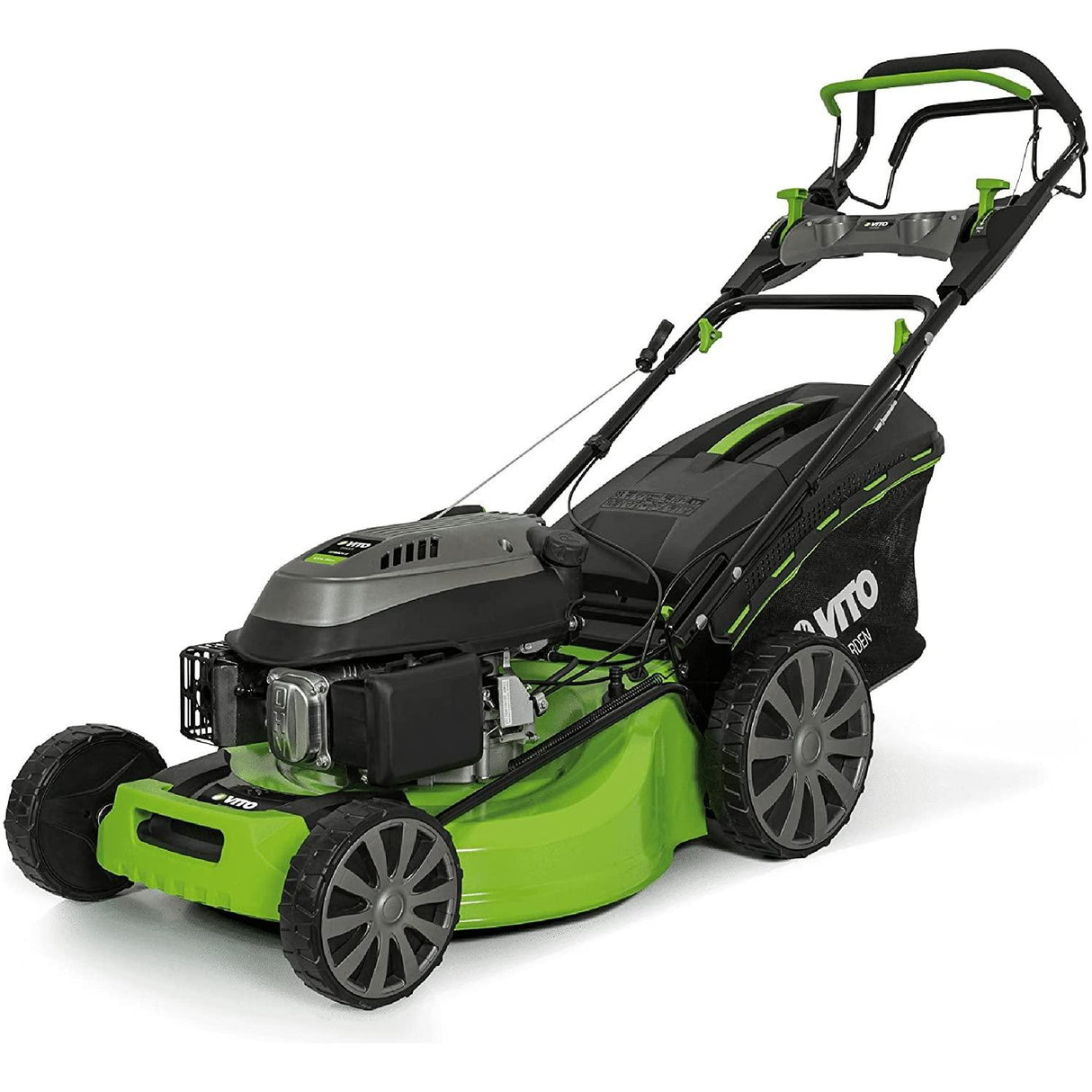 VITO Benzin Rasenmäher 4-in-1, Radantrieb Geschwindigkeits-Einstellung, Easy Clean 6,5PS - Schnittbreite 53cm, 65L Fangkorb, 6-stufige Höhenverstellung, Test Oberklasse Rasenmäher 1.5 gut - sehr gut - Tools.de TP Profishop GmbH