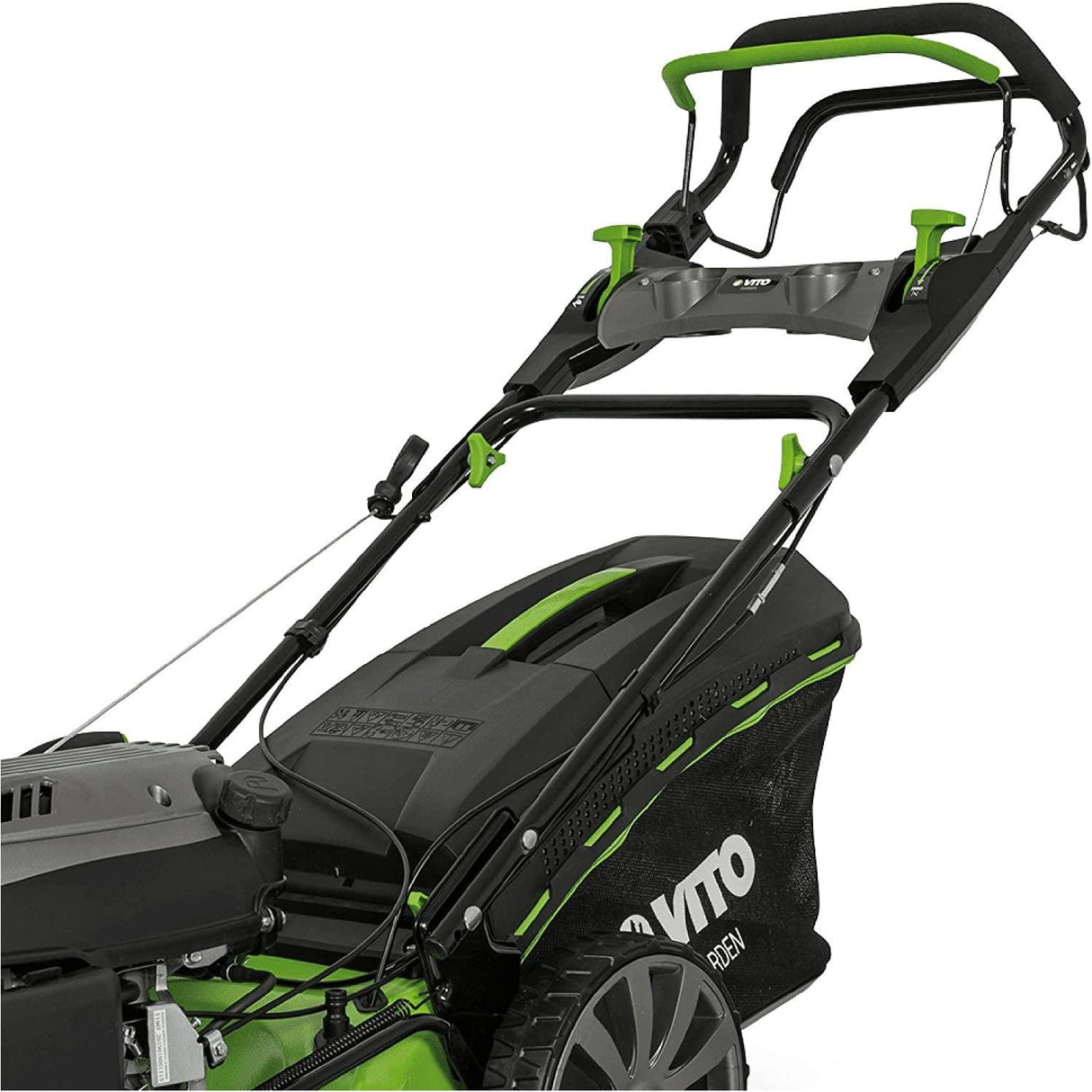 VITO Benzin Rasenmäher 4-in-1, Radantrieb Geschwindigkeits-Einstellung, Easy Clean 6,5PS - Schnittbreite 53cm, 65L Fangkorb, 6-stufige Höhenverstellung, Test Oberklasse Rasenmäher 1.5 gut - sehr gut - Tools.de TP Profishop GmbH