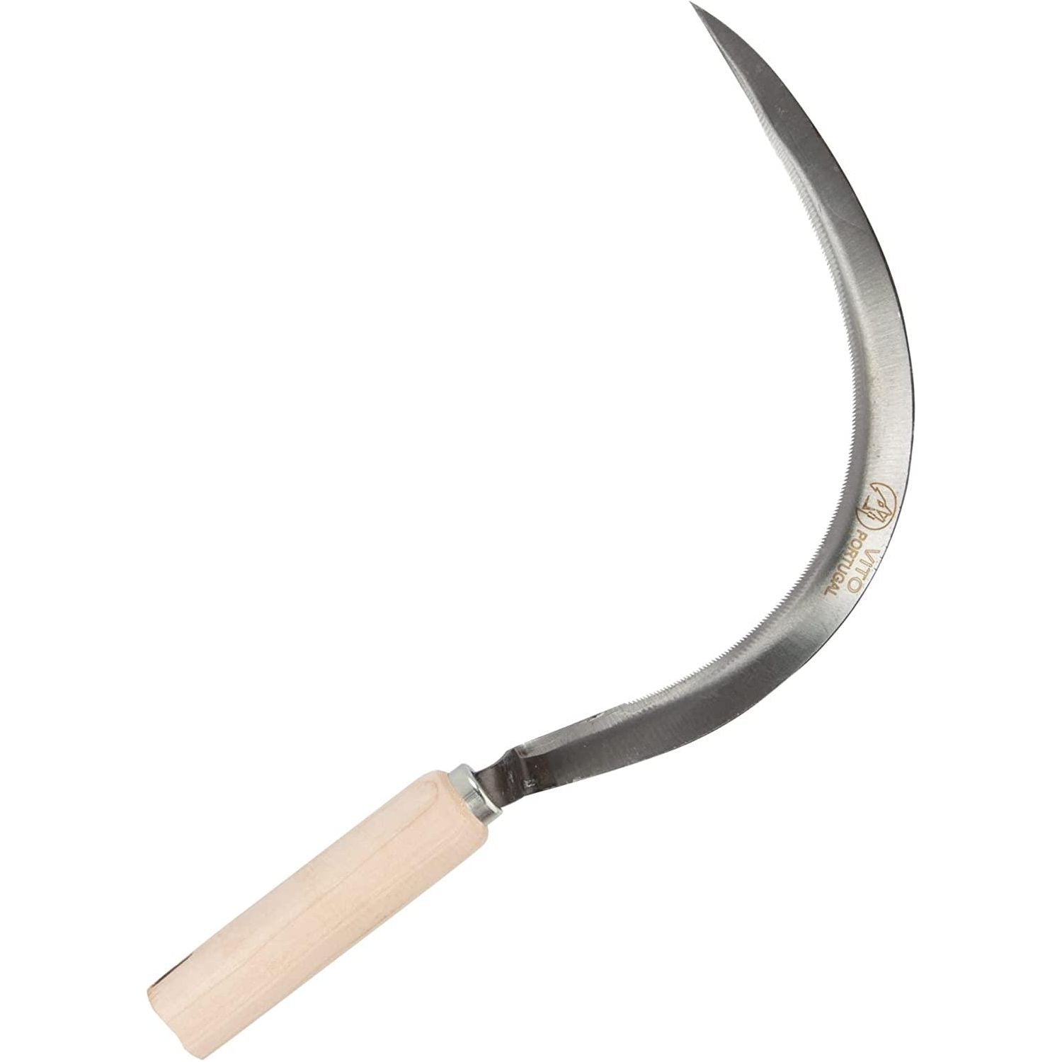 VITO Blattsichel mit Holzstiel, Sichel aus gehärtetem Stahl - Mondsichel - Blattsichel - Sense - Maße 390 x 150 mm - ein Leichtgewicht mit nur 188GR - Handmade in Portugal - VIFCJ - Tools.de TP Profishop GmbH