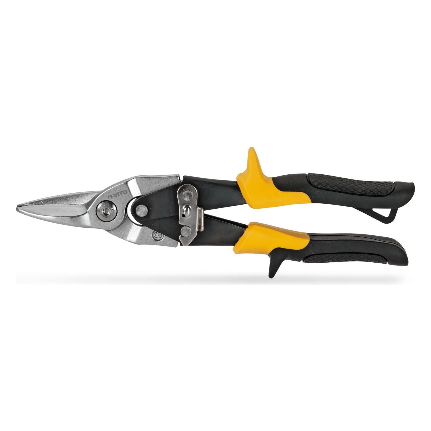 VITO Blechschere, gerade geschnitten für die Luftfahrt, Metallschere mit Sicherheitsverriegelung, Schneidet Metall und Blech bis zu 1,2 mm, Griff aus Bimaterial - VITCCRE - Tools.de TP Profishop GmbH