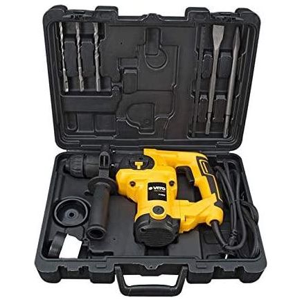 VITO Bohrhammer & Stemmhammer (VIMP710 SDS-Plus), 0-800rpm, 0-5000ipm, Sicherheitskupplung, einstellbare Meißelposition, 3.33 Kg, 710 W mit zusätzlichem Griff, Fettwanne und Staubschutz - Tools.de TP Profishop GmbH