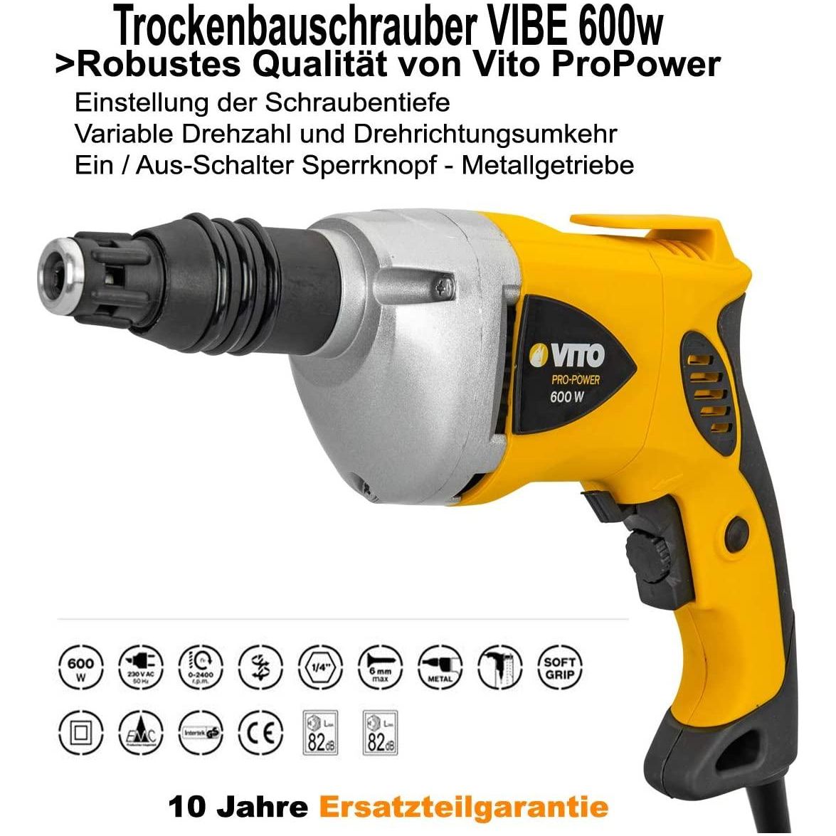 VITO elektrischer Schnellbauschrauber 600 Watt Trockenbauschrauber Schrauber Plattenschrauber - Tools.de TP Profishop GmbH