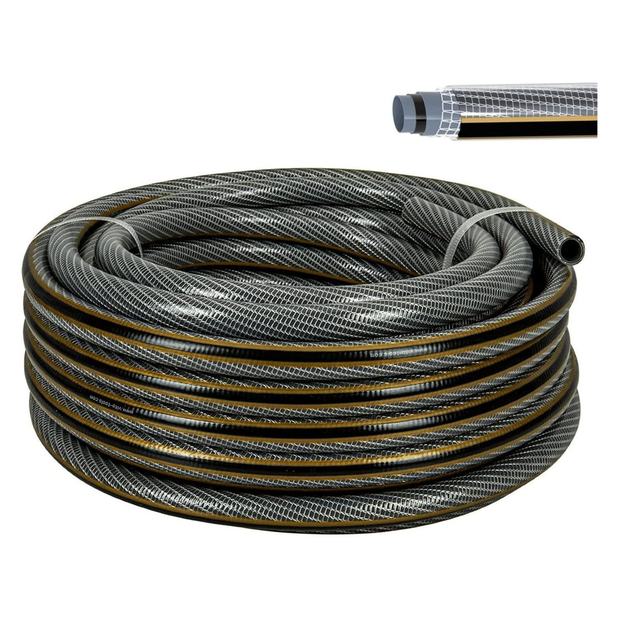 VITO Garden Gartenschlauch 15 mm (5/8 Zoll) 20 m | 5-lagig | 20 bar | FLEXGarden | kein abknicken, kein verdrehen | UV-beständig | Farbe: grau-gold (15 mm (5/8 Zoll) 20 m) - Tools.de TP Profishop GmbH