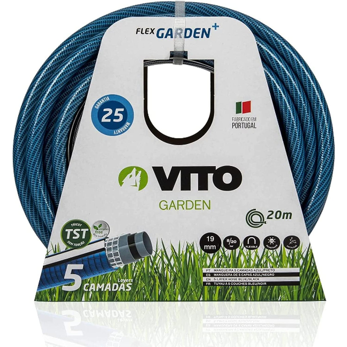 VITO Garden Gartenschlauch 19mm (3/4 Zoll) 20 m | 20 bar | 5-lagig | formstabil, flexibel | druck- und UV-beständig | Farbe: dunkelblau (19mm (3/4 Zoll) 20 m) - Tools.de TP Profishop GmbH