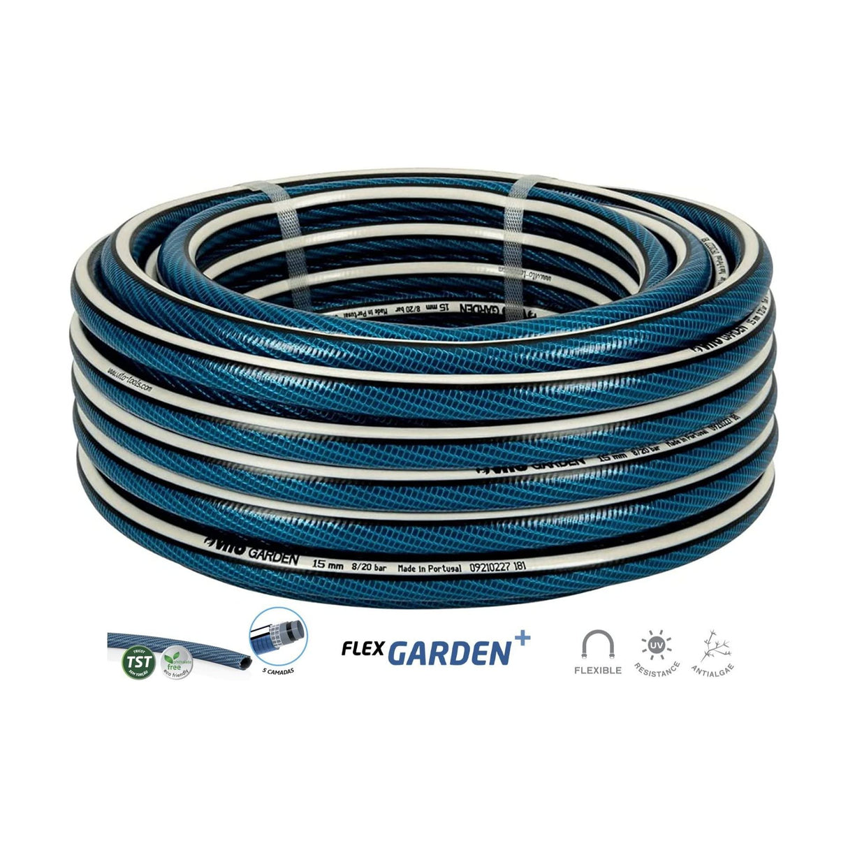 VITO Garden Gartenschlauch 19mm (3/4 Zoll) 20 m | 20 bar | 5-lagig | formstabil, flexibel | druck- und UV-beständig | Farbe: dunkelblau (19mm (3/4 Zoll) 20 m) - Tools.de TP Profishop GmbH