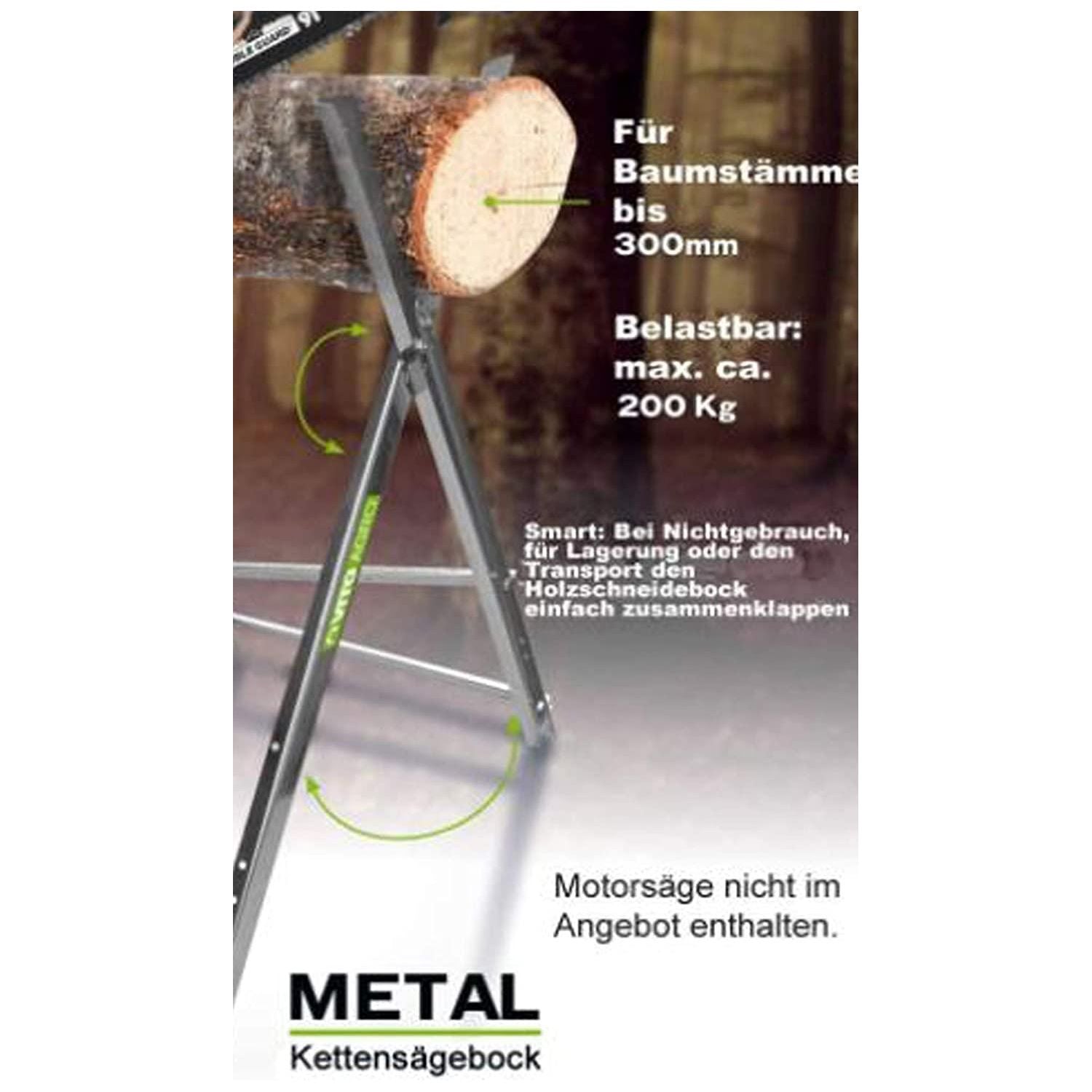 VITO Garden Kettensägebock - max. 200 kg, Sägebock für Baumstämme bis 300mm, verzinkte Winkelprofile aus Metall - Tools.de TP Profishop GmbH