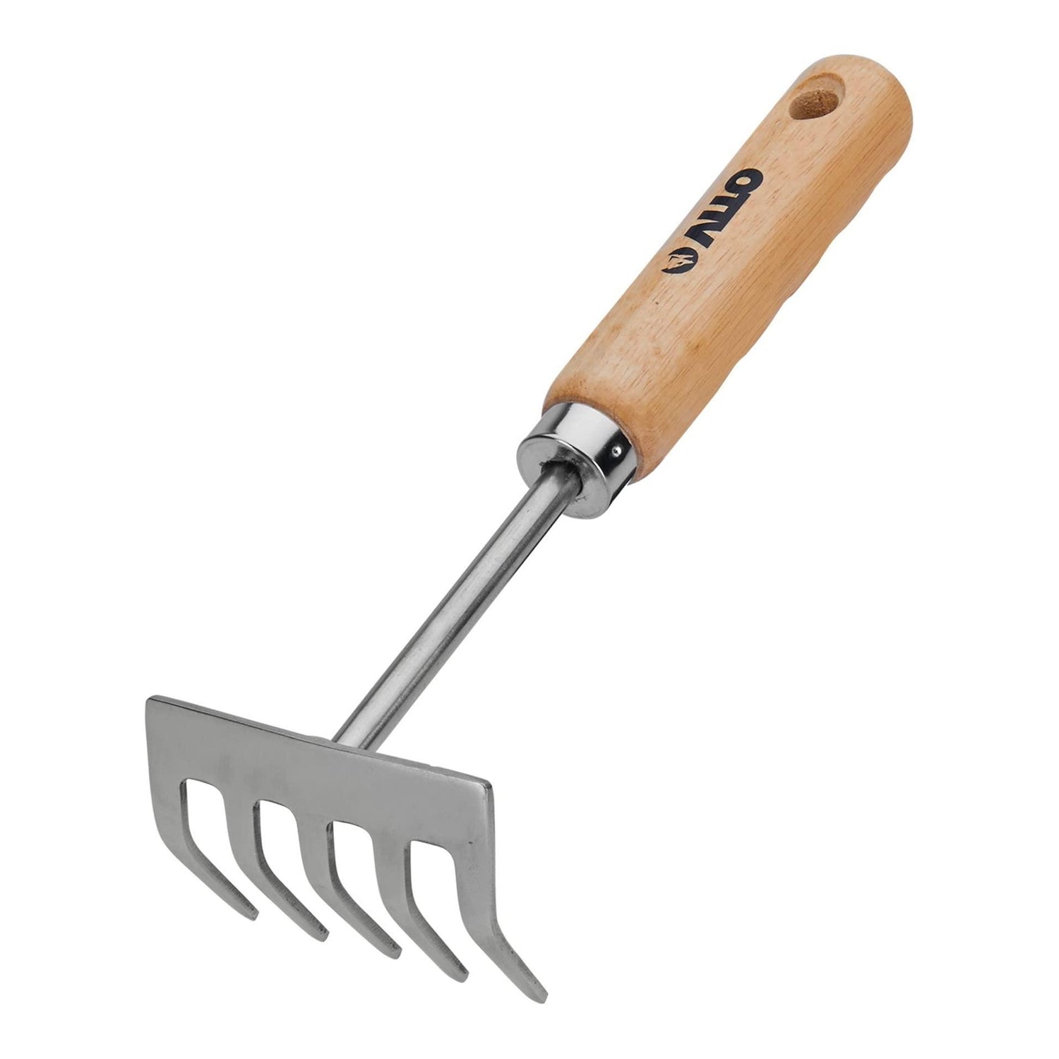 VITO Garden - Kleine Harke aus Edelstahl - Rechen mit Holzstiel - Laubrechen, Rasenrechen, Gartenharke, Handrechen, Handharke, Kleinfächerbesen mit 5 Zinken - Tools.de TP Profishop GmbH