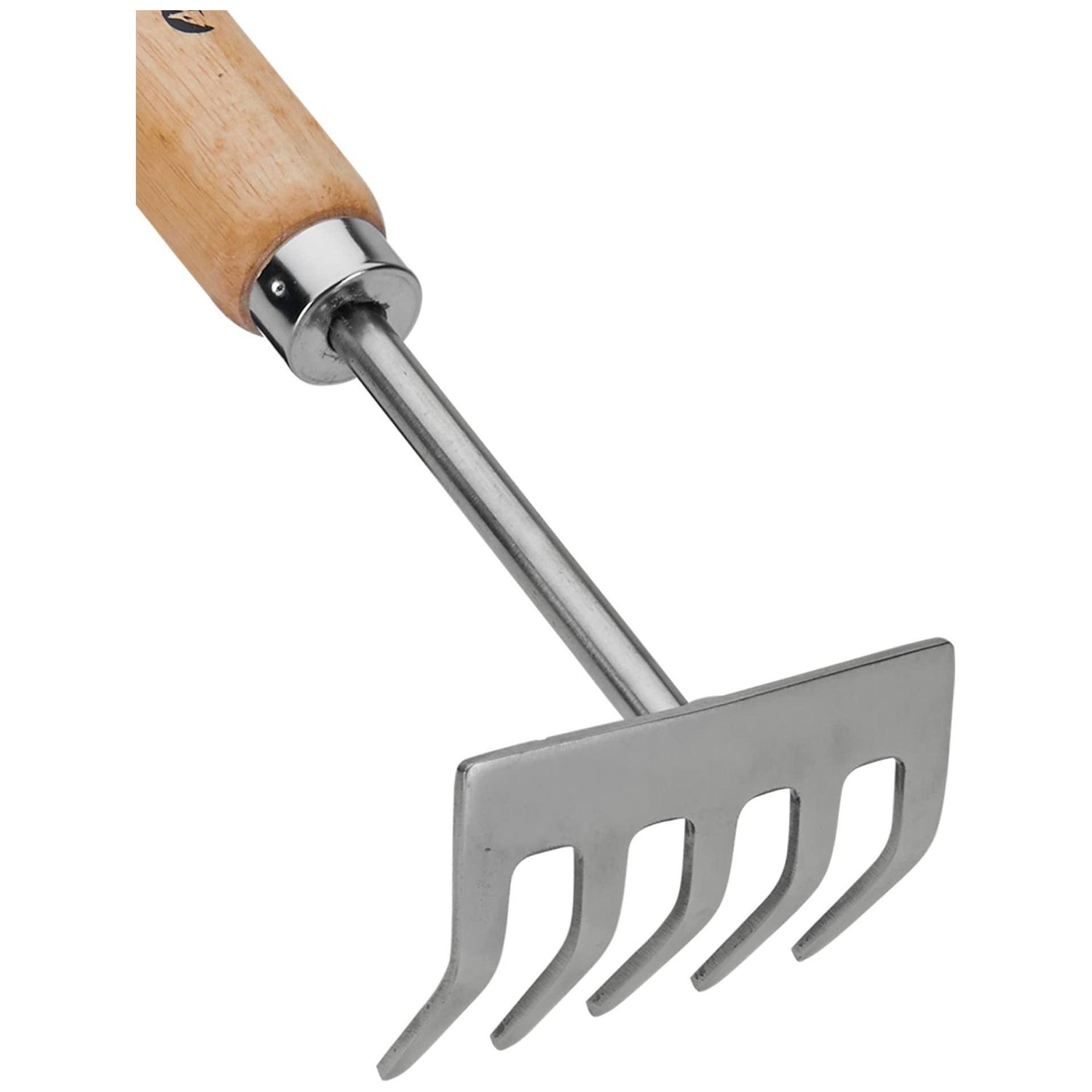 VITO Garden - Kleine Harke aus Edelstahl - Rechen mit Holzstiel - Laubrechen, Rasenrechen, Gartenharke, Handrechen, Handharke, Kleinfächerbesen mit 5 Zinken - Tools.de TP Profishop GmbH