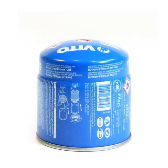 VITO Gaskartusche mit Ventil VICG190 mit Gasblockiersystem/Sicherheitsstop, Gasart: Butan, Kapazität 190 Gramm, Schraubkartusche - Tools.de TP Profishop GmbH