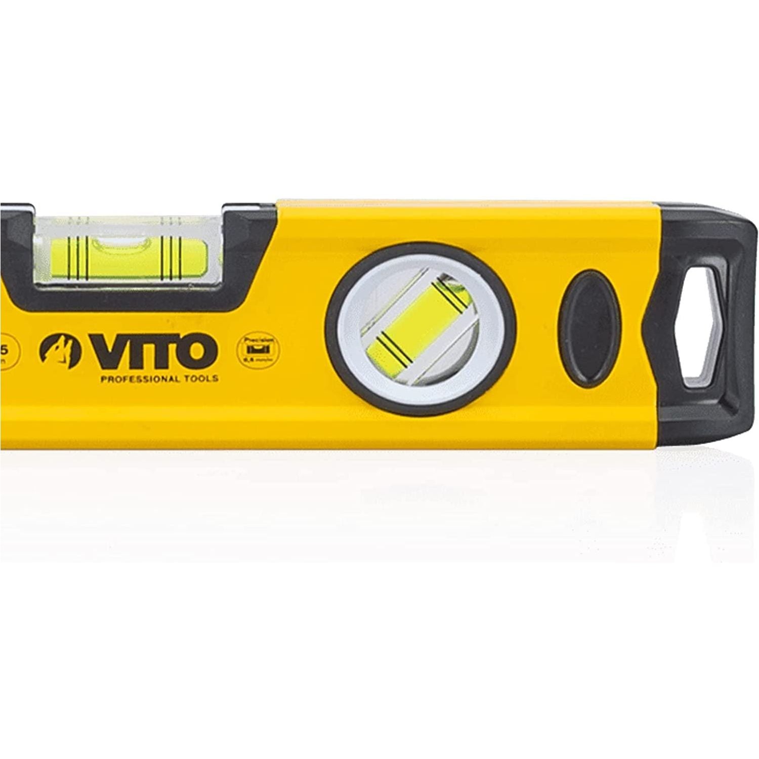 VITO Magnetische Aluminium-Wasserwaage -25cm Lang - rundum ablesbar - Antischock Seitenanschläge - 3 Blasen: lotrecht, waagerecht und 45 Grad - Maße:250 x 55 x 22 mm - VINAL25 - Tools.de TP Profishop GmbH