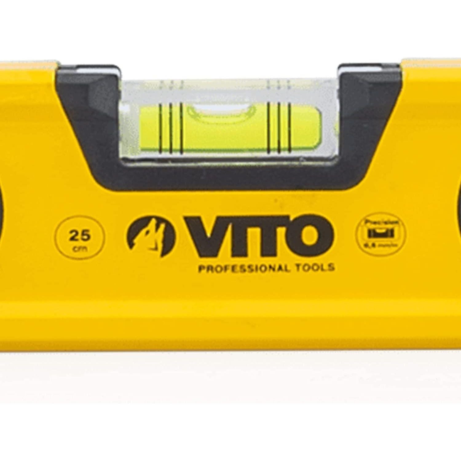 VITO Magnetische Aluminium-Wasserwaage -25cm Lang - rundum ablesbar - Antischock Seitenanschläge - 3 Blasen: lotrecht, waagerecht und 45 Grad - Maße:250 x 55 x 22 mm - VINAL25 - Tools.de TP Profishop GmbH