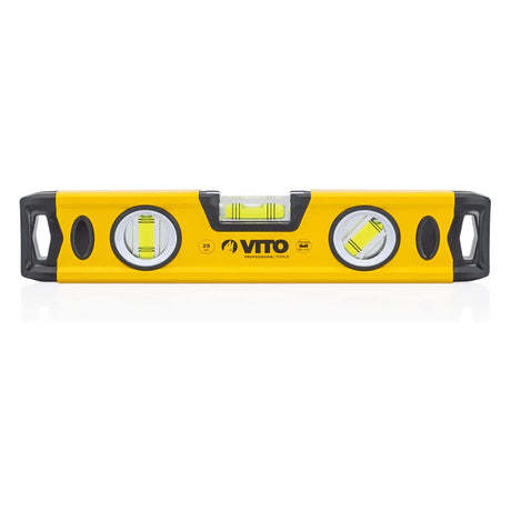 VITO Magnetische Aluminium-Wasserwaage - 80 cm Lang - rundum ablesbar - Antischock Seitenanschläge - 3 Blasen: lotrecht, waagerecht und 45 Grad - Maße: 800 x 55 x 22 mm - VINAL80 - Tools.de TP Profishop GmbH