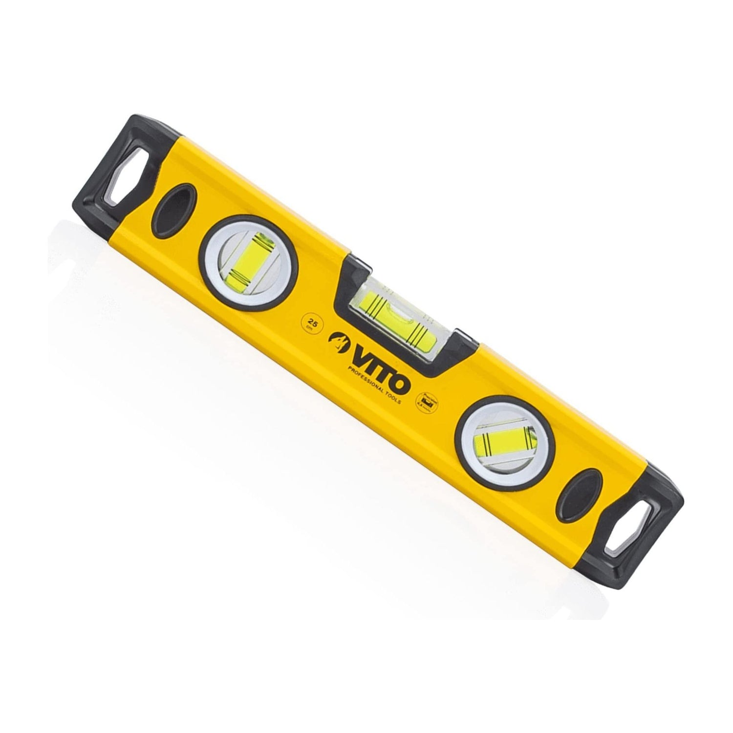 VITO Magnetische Aluminium-Wasserwaage - 80 cm Lang - rundum ablesbar - Antischock Seitenanschläge - 3 Blasen: lotrecht, waagerecht und 45 Grad - Maße: 800 x 55 x 22 mm - VINAL80 - Tools.de TP Profishop GmbH