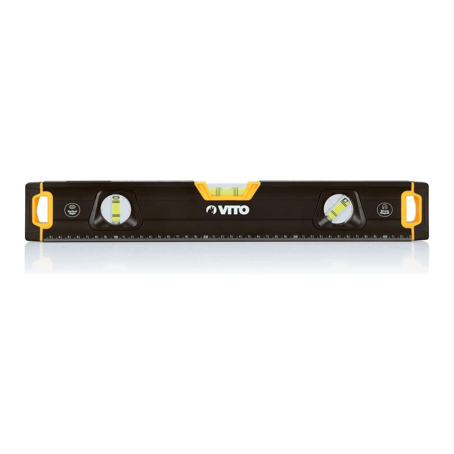 VITO Magnetische Aluminium-Wasserwaage Pro 45cm (VINP60), Abmessungen: 600 x 65 x 27 mm, mit stoßdämpfenden Endkappen, magnetischer Basis und Genauigkeit: 0,5 mm/m - Tools.de TP Profishop GmbH