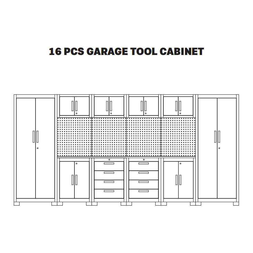 VITO Männerküche - Garagenmöbel, Werkstatteinrichtung Set mit Schubladen 16-tlg ca. 395x50x200cm, Werkzeugschrank, Werkbank mit Holzarbeitsplatte - Tools.de TP Profishop GmbH