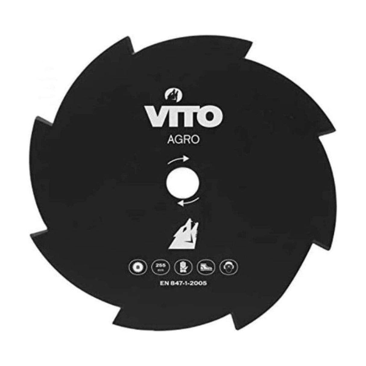 VITO MesserKit für Motorsensen, Freischneider 4er SET Grasschneideblatt, Häckselmesser, Dickichtmesser, Universal - 255mm - Unterholz, Gras schneiden - 25,4mm Bohrungsdurchmesser - Tools.de TP Profishop GmbH