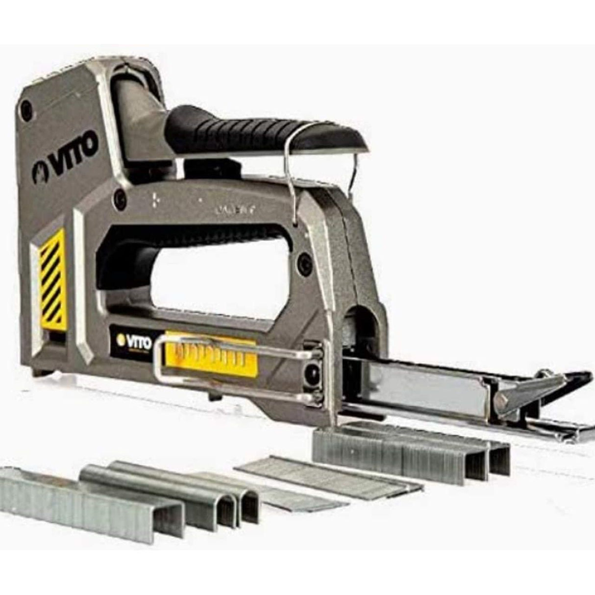 VITO Pro Tacker Set - Hochwertiger & robuster Werkzeugtacker Set, Handtacker mit Klammern 6in1 mit einstellbarer Schusskraft - Inkl. 6500 Klammer / Nägel 6-14mm - Tools.de TP Profishop GmbH