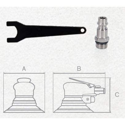 VITO Professional Druckluft-Exzenterschleifer VILP150 max. 6,2 bar, 10000 min.-1, 150 mm Schleiftellerdurchmesser, stufenloser Regulierungshebel, Stecknippel, Spannschlüssel - Tools.de TP Profishop GmbH