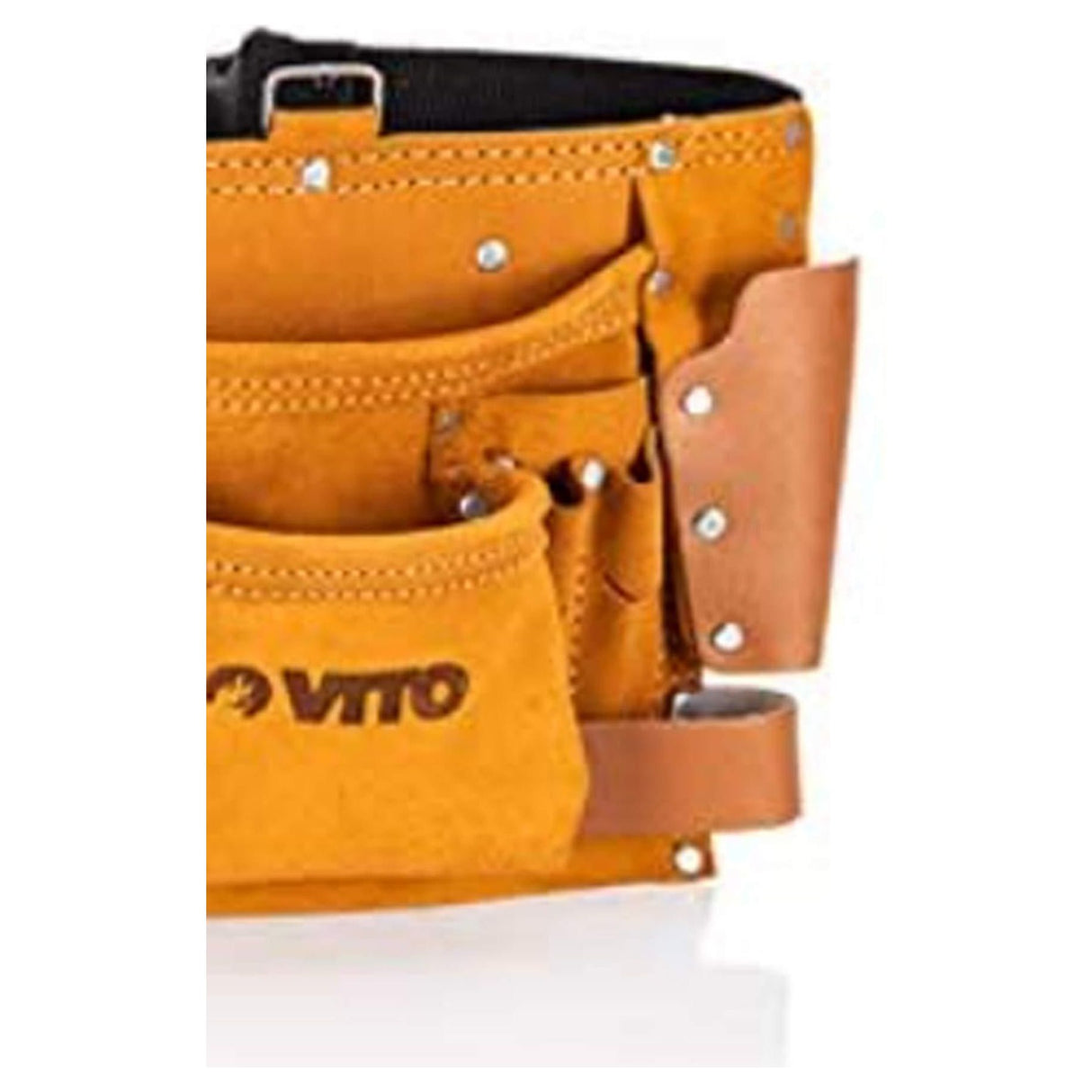 VITO Professional Echt Leder Werkzeuggürteltasche 10 Fächer mit Universalhaltern - Pflegeleicht Werkzeugtasche mit Gürtel Werkzeuggürtel 2 Hammerhalter - Tools.de TP Profishop GmbH