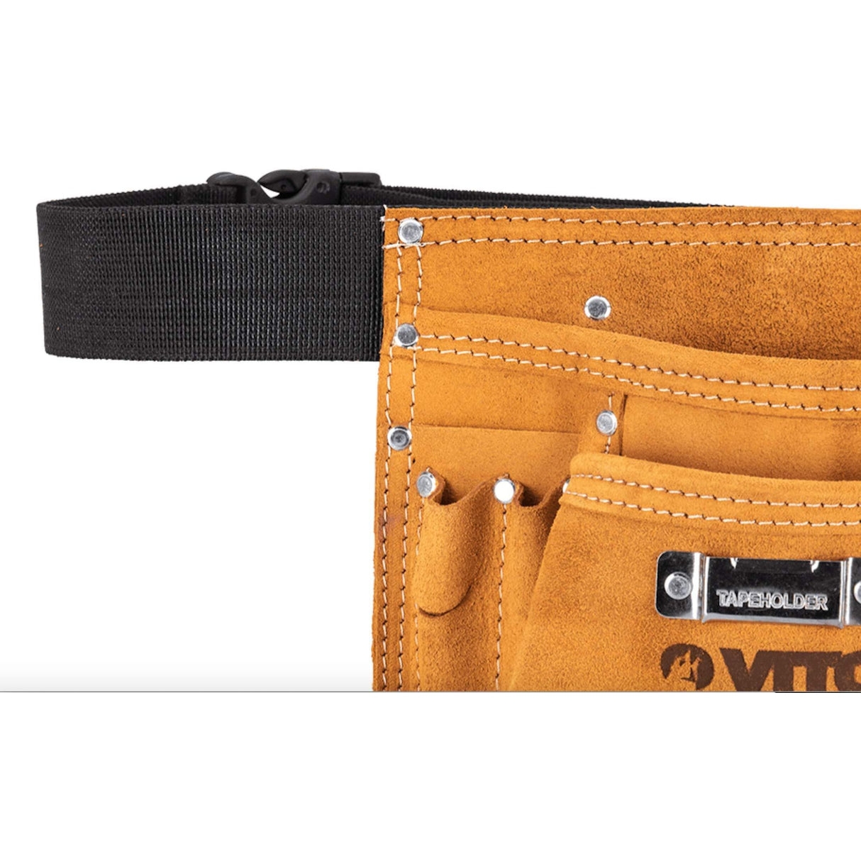 VITO Professional Leder Werkzeuggürteltasche -8 Fächer- Mit Universalhaltern - Pflegeleicht/Werkzeugtasche mit verstellbarem Nylongürtel - Tools.de TP Profishop GmbH