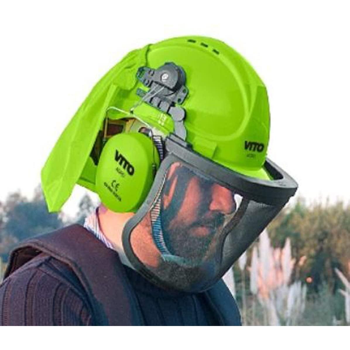 VITO Profi-Schutzhelm mit integriertem Gesichts- und Gehörschutz – Komfortables und verstellbares Design für maximale Sicherheit - Tools.de TP Profishop GmbH