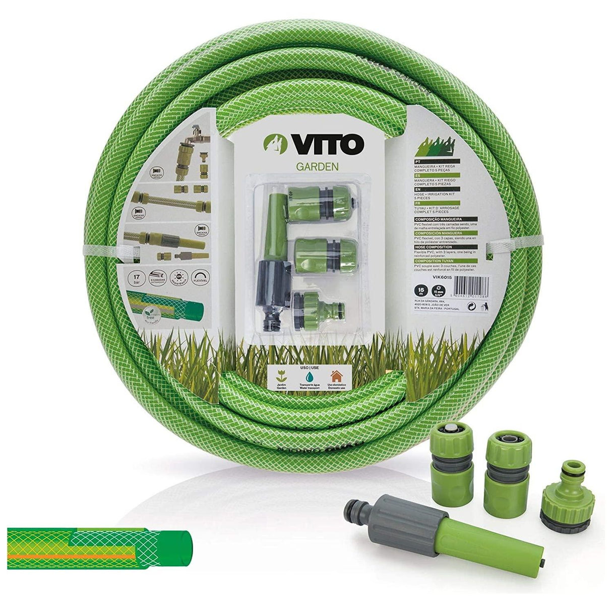 VITO ® Garden Gartenschlauch 3/4 zoll 25m - SET mit Gartenspritze, Schlauchverbinder und Hahnanschlussstück (25m 19mm 3/4" Set) - Gartenbewässerung - 25m Schlauch - Tools.de TP Profishop GmbH
