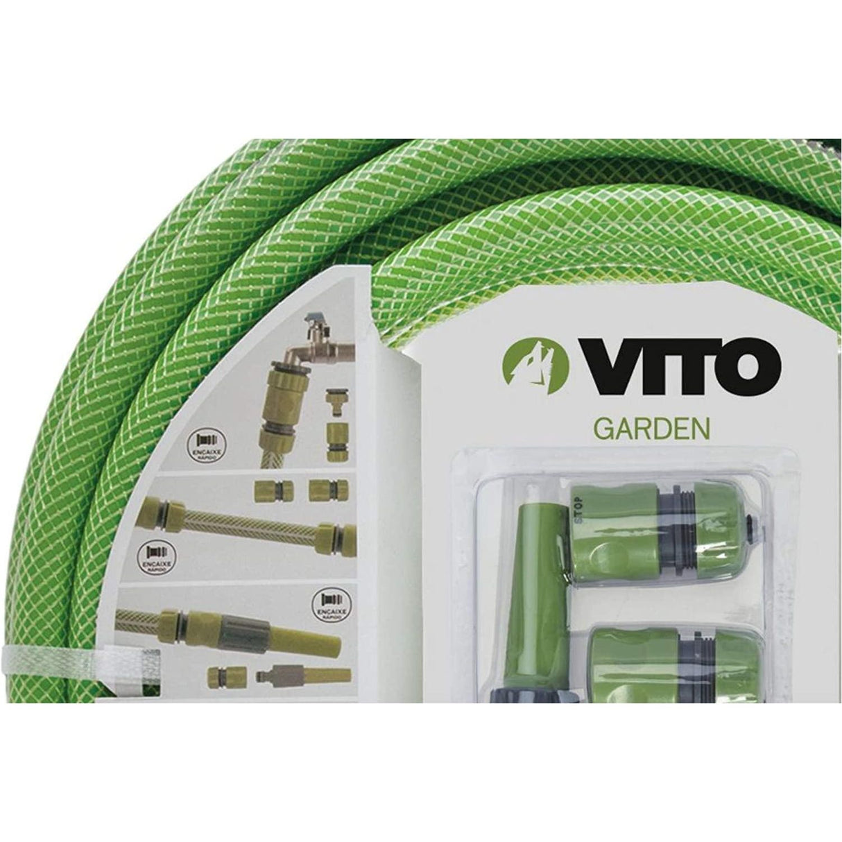 VITO ® Garden Gartenschlauch 3/4 zoll 25m - SET mit Gartenspritze, Schlauchverbinder und Hahnanschlussstück (25m 19mm 3/4" Set) - Gartenbewässerung - 25m Schlauch - Tools.de TP Profishop GmbH
