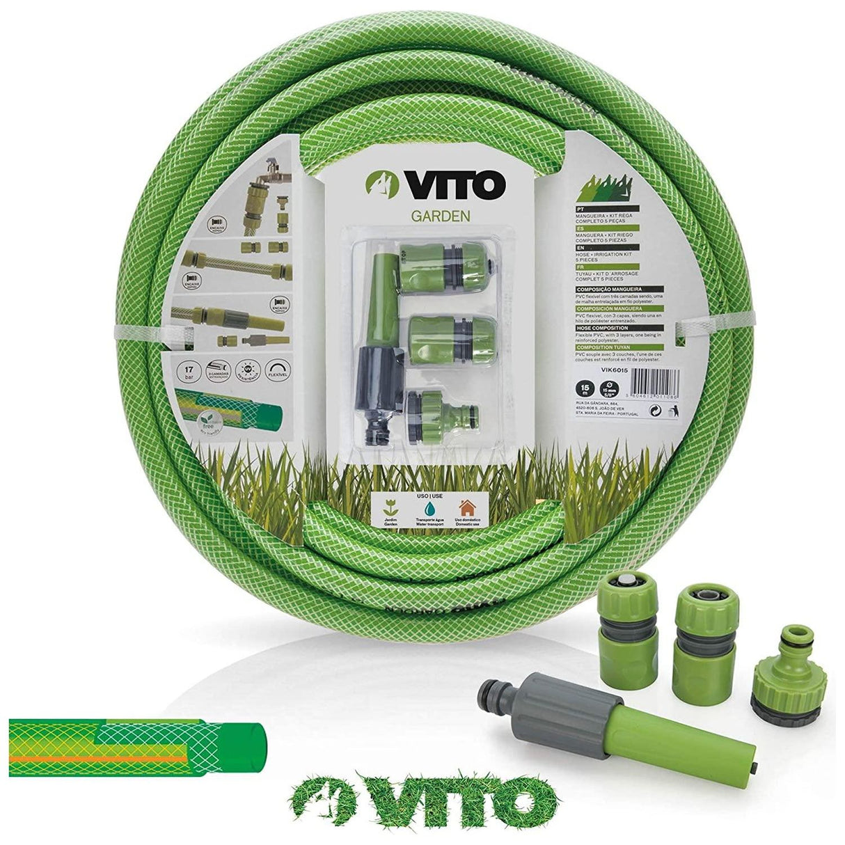 VITO ® Garden Gartenschlauch 3/4 zoll 25m - SET mit Gartenspritze, Schlauchverbinder und Hahnanschlussstück (25m 19mm 3/4" Set) - Gartenbewässerung - 25m Schlauch - Tools.de TP Profishop GmbH