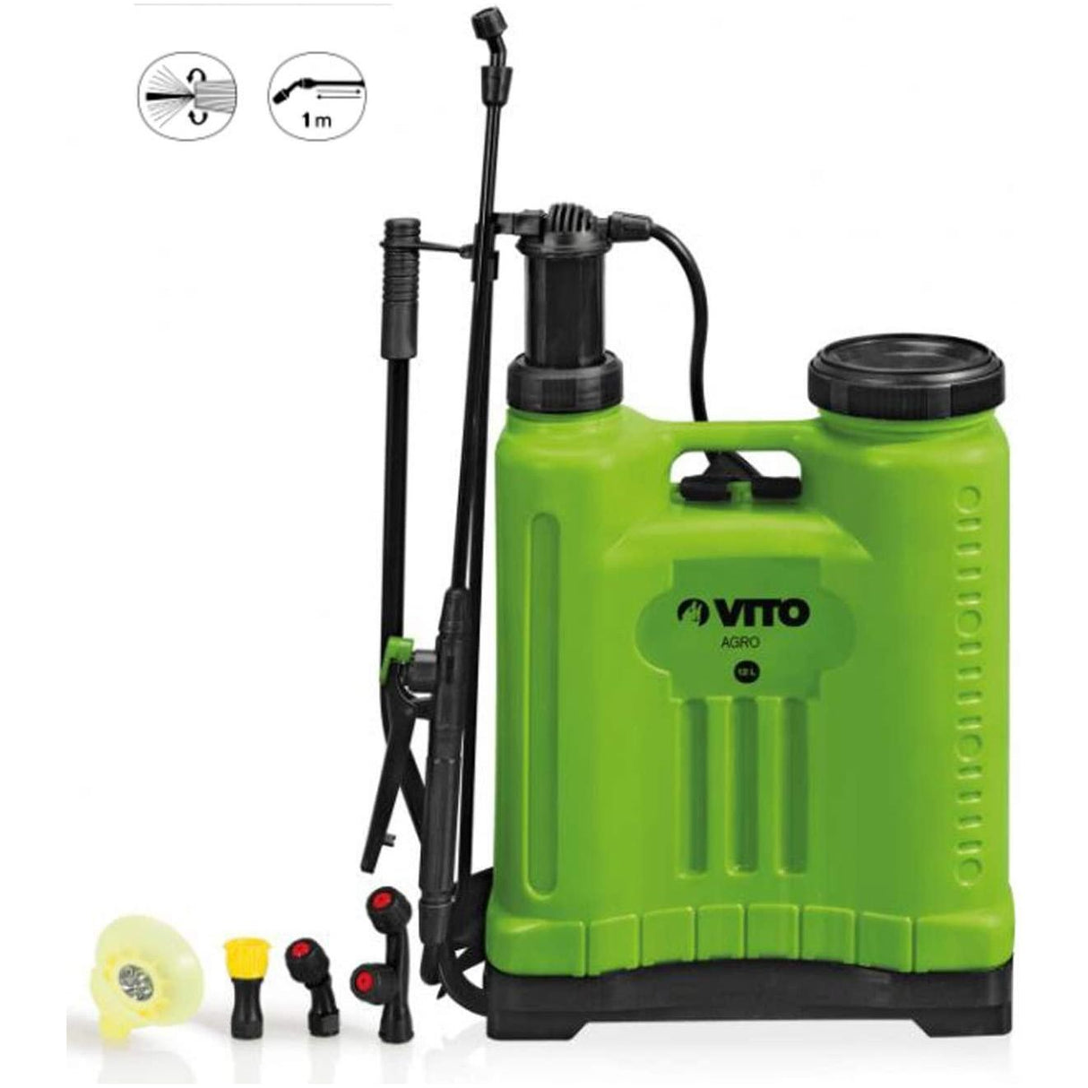 VITO rückentragbarer 12L Drucksprüher mit Jet+Spray Funktion für Sprüharbeiten im Haus & Garten, Betriebsdruck 2,95 bar 2 Funktionen Jet und Spray -Sprühgerät für Garten, Industrie und Forst - Tools.de TP Profishop GmbH