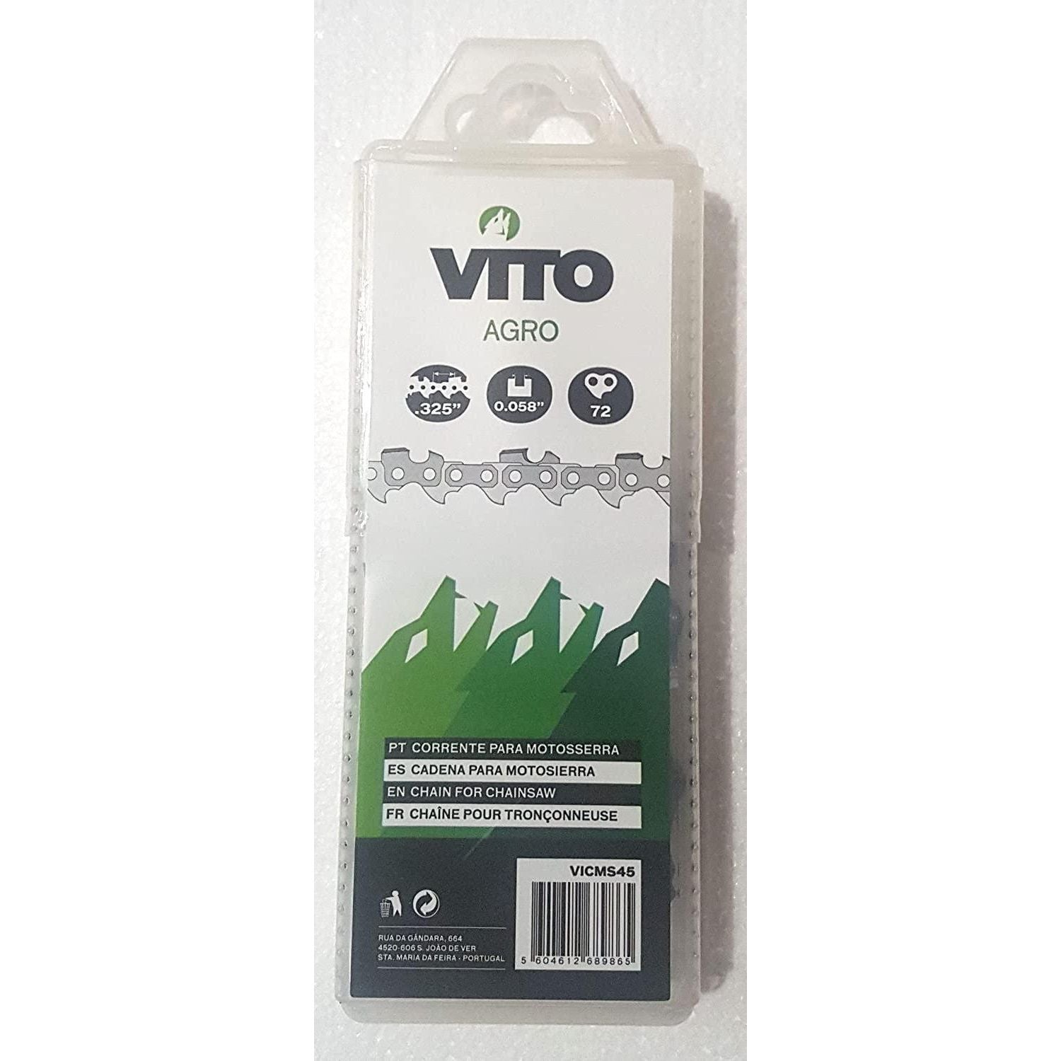 VITO Sägekette für Kettensäge 0,325" Teilung 072" Spurweite passend auch für Kettensäge VICMS45 von Vito Agro Garden Motorsäge Sägeketten - Tools.de TP Profishop GmbH