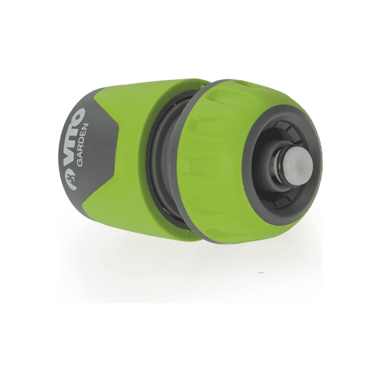 VITO Schnellkupplung 1/2-5/8" mit Absperrventil/Rückschlagventil und Aqua Stop-Funktion, Farbe: grün/grau, Gartenzubehör, hohe Schlauchhaltekraft, einfacher Wechsel - VIJR1258S - Tools.de TP Profishop GmbH