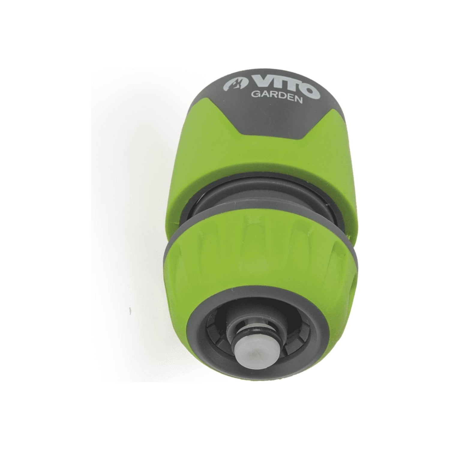 VITO Schnellkupplung 1/2-5/8" mit Absperrventil/Rückschlagventil und Aqua Stop-Funktion, Farbe: grün/grau, Gartenzubehör, hohe Schlauchhaltekraft, einfacher Wechsel - VIJR1258S - Tools.de TP Profishop GmbH